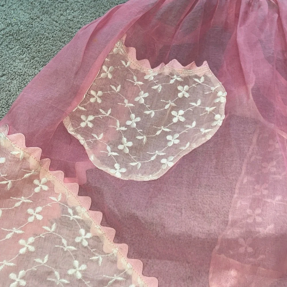 Vintage‎ Organza Pink Women’s Half Waist Kitchen Apron